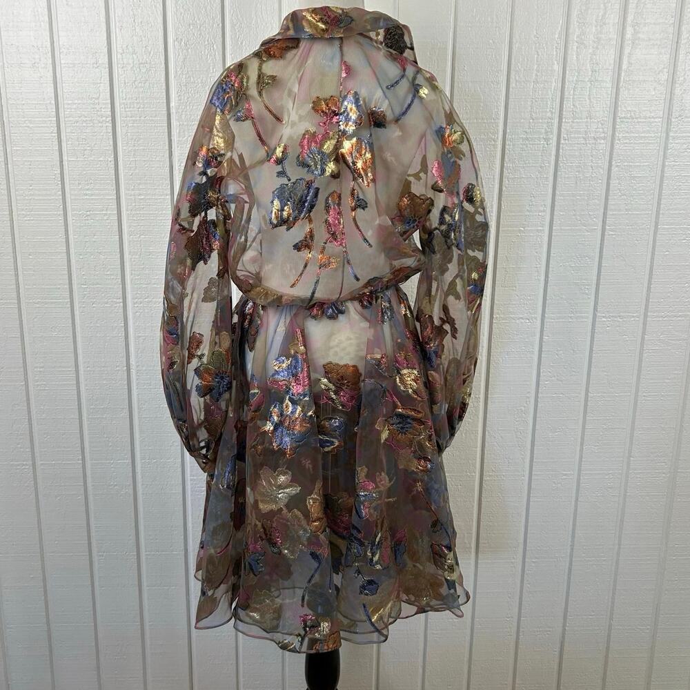Vintage Victor Costa Organza Floral Coat Dress Designer Evening Formal Size 8 - Picture 8 of 13